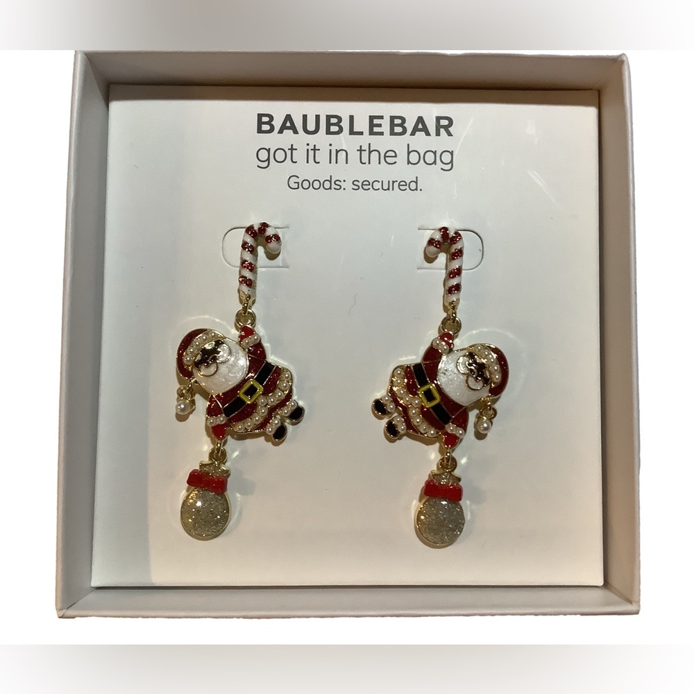 BaubleBar Santa Got It In The Bag Christmas Drop Earrings New